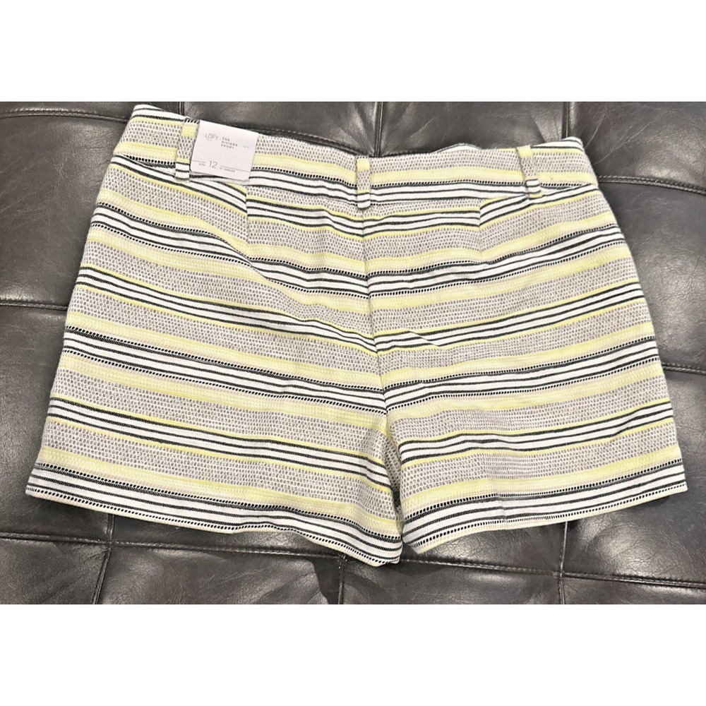 Ann Taylor Loft Size 12 The Riviera Short Textured Multi Stripe 4" LInen Blend‎ - Picture 7 of 11